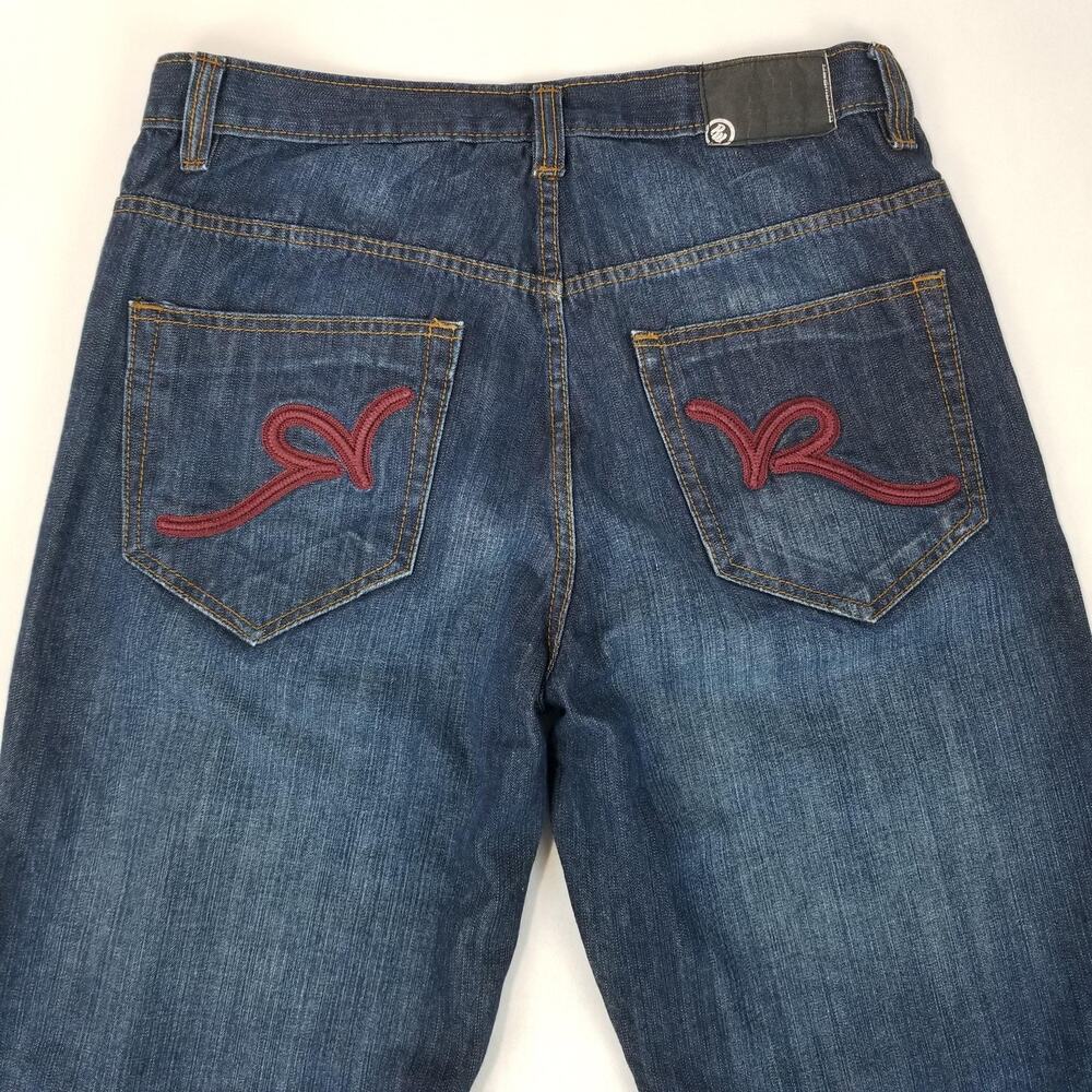 Rocawear Jeans Mens 34x31 Blue Baggy Skater Y2K Denim Loose Fit Relaxed Medium